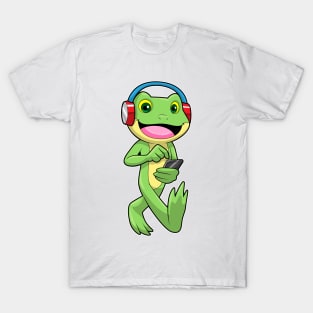 Frog at Music with Headphone T-Shirt